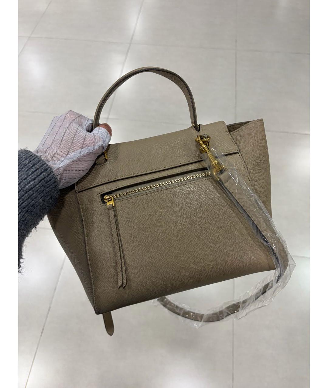 CELINE Бежевая кожаная сумка через плечо, фото 3