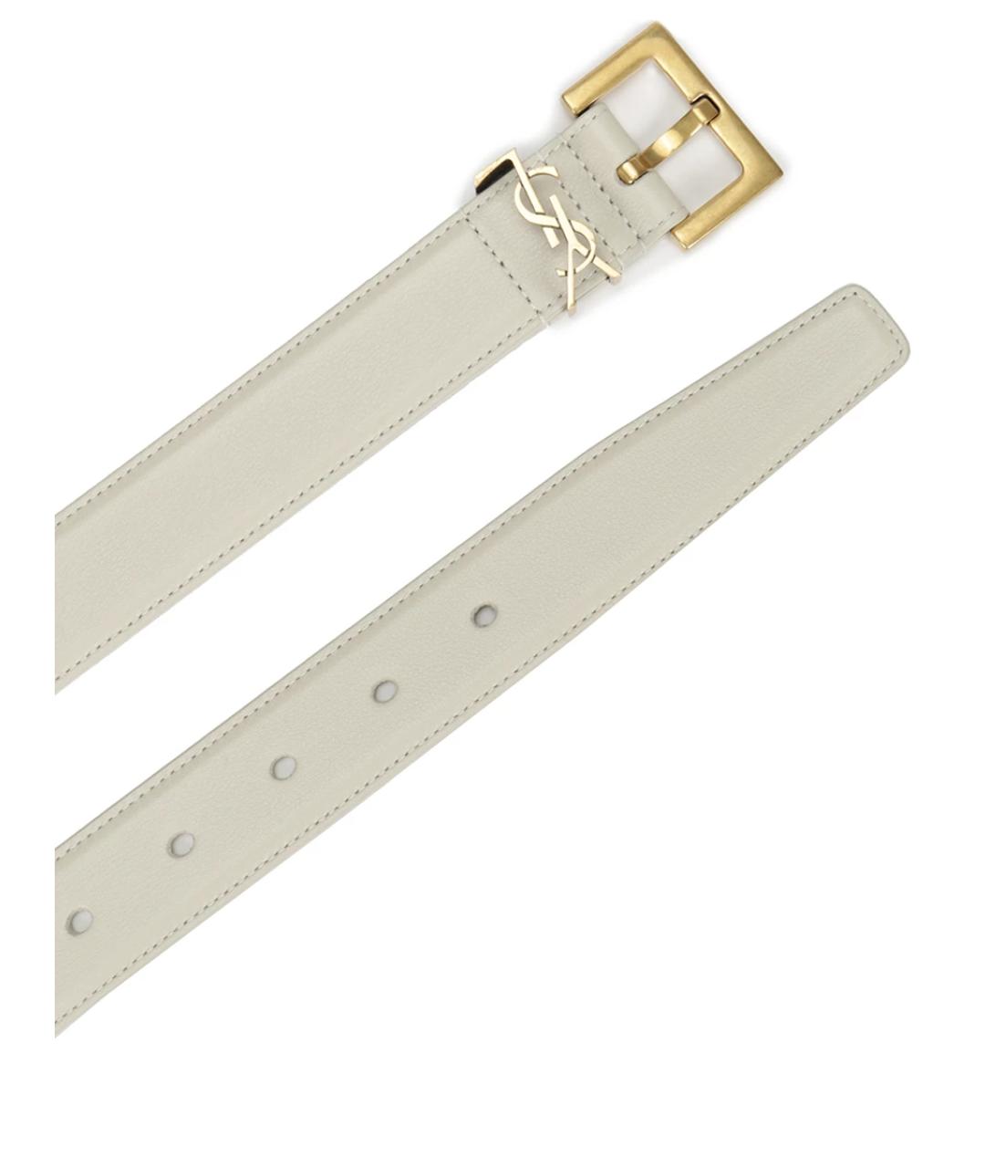 SAINT LAURENT Белый кожаный ремень, фото 3