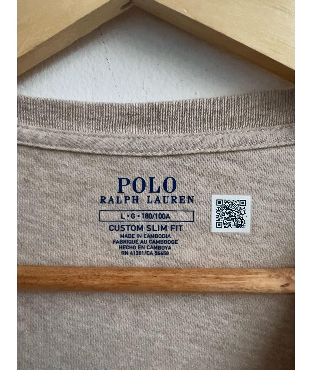 POLO RALPH LAUREN Бежевая хлопковая футболка, фото 6