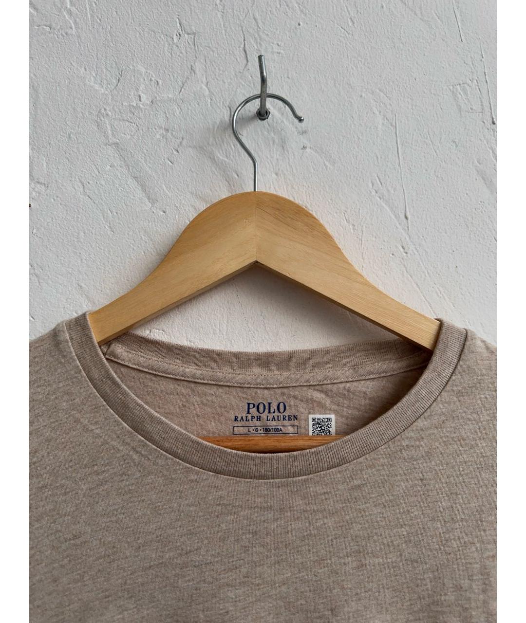 POLO RALPH LAUREN Бежевая хлопковая футболка, фото 4