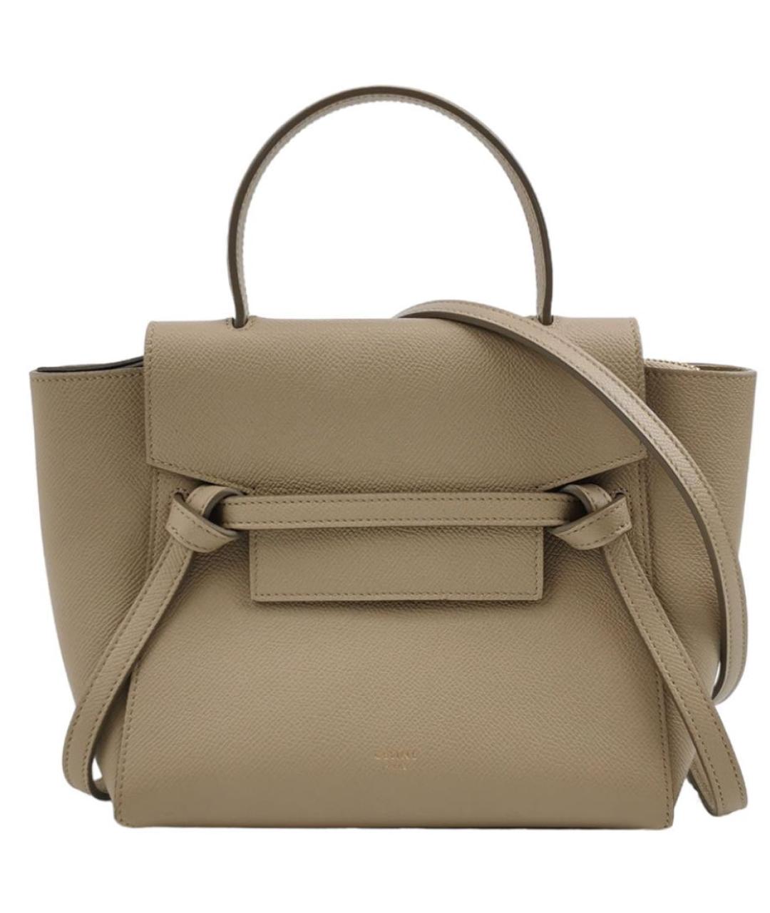 CELINE Бежевая кожаная сумка с короткими ручками, фото 1