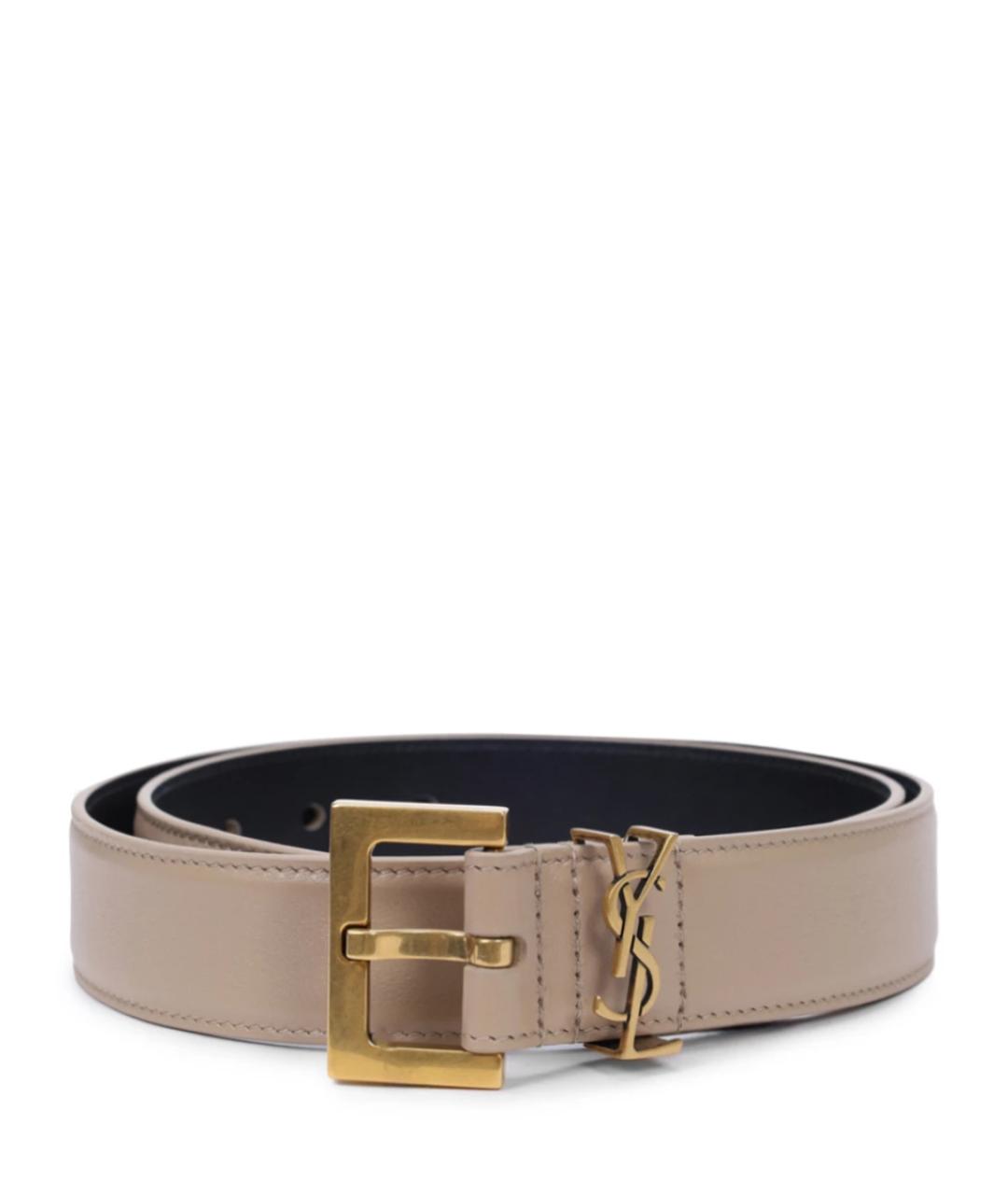 SAINT LAURENT Бежевый кожаный ремень, фото 1
