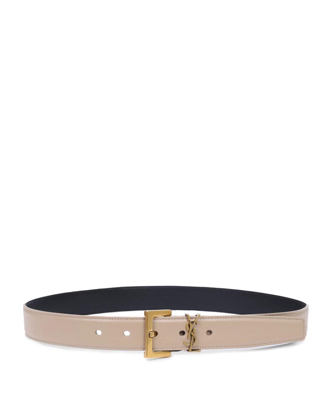 SAINT LAURENT Бежевый кожаный ремень, фото 2