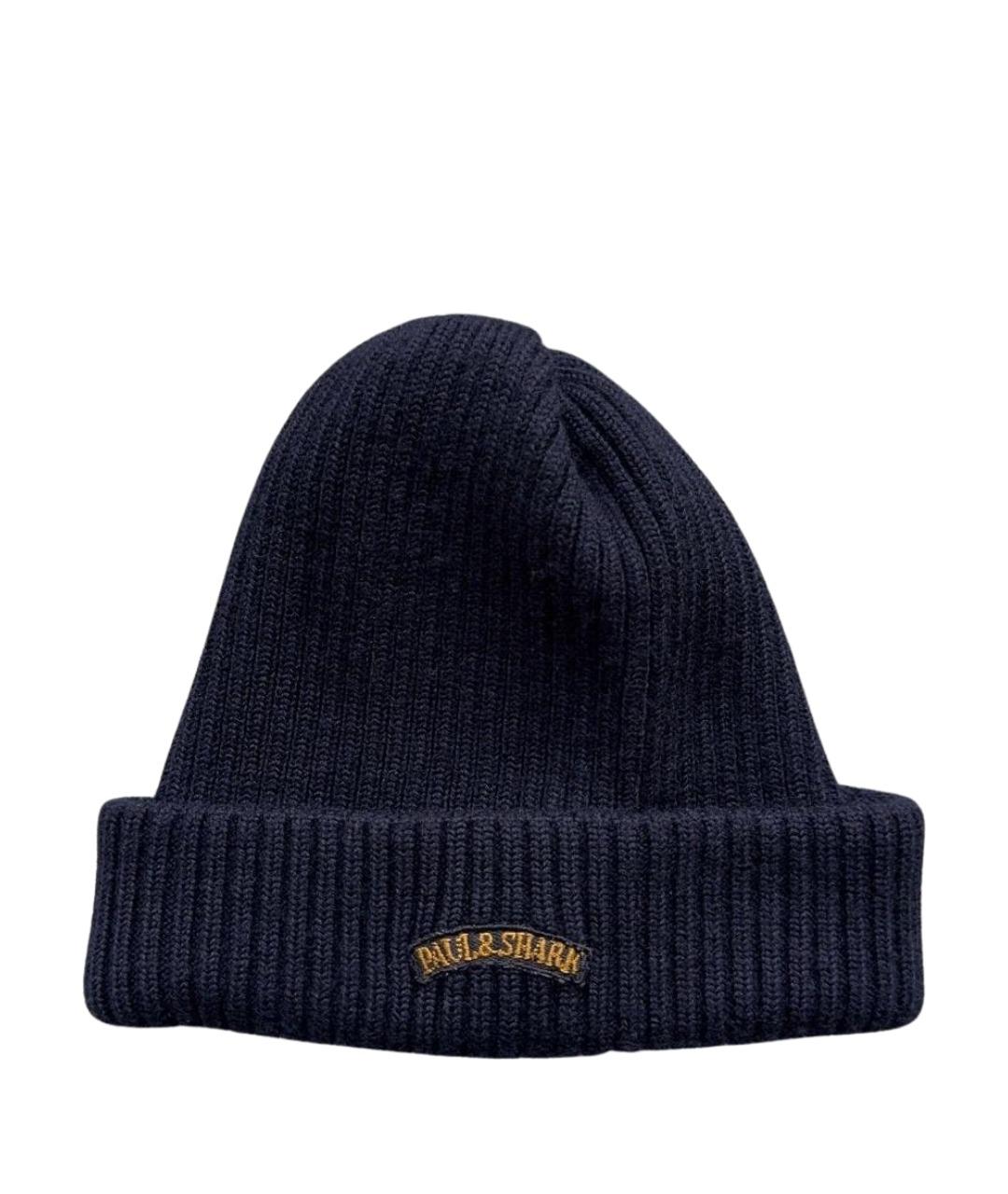 PAUL & SHARK Темно-синяя шерстяная шапка, фото 1