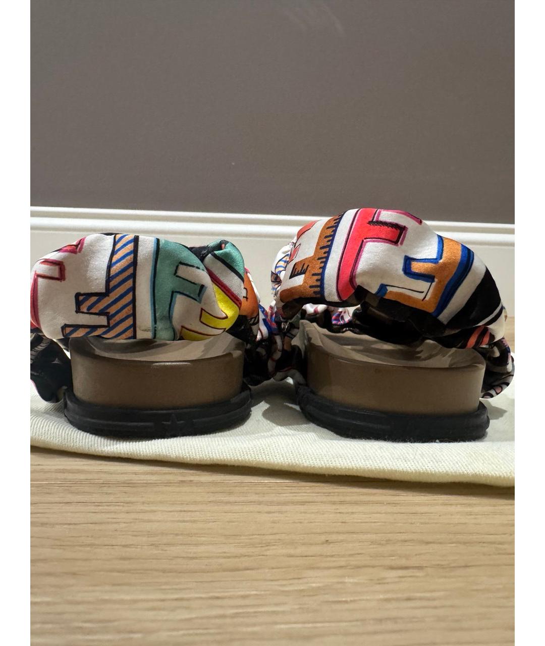 FENDI KIDS Мульти текстильные сандалии и шлепанцы, фото 4