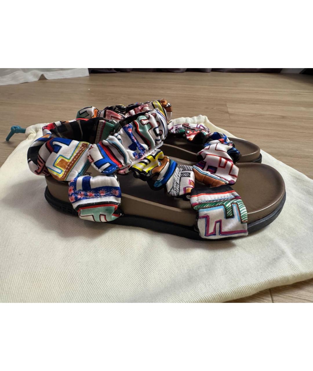 FENDI KIDS Мульти текстильные сандалии и шлепанцы, фото 7