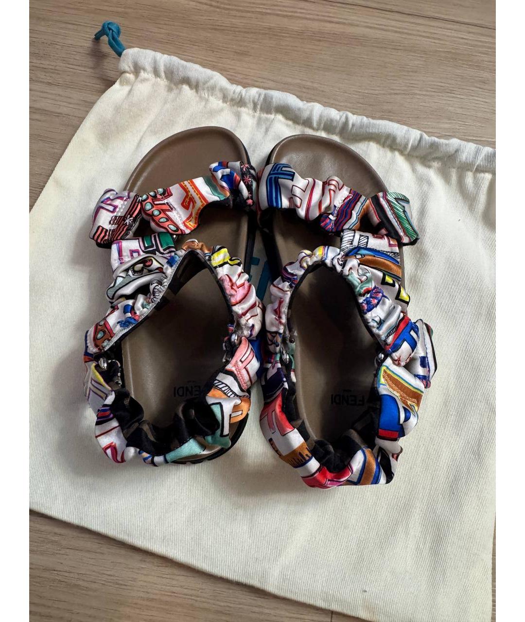 FENDI KIDS Мульти текстильные сандалии и шлепанцы, фото 3