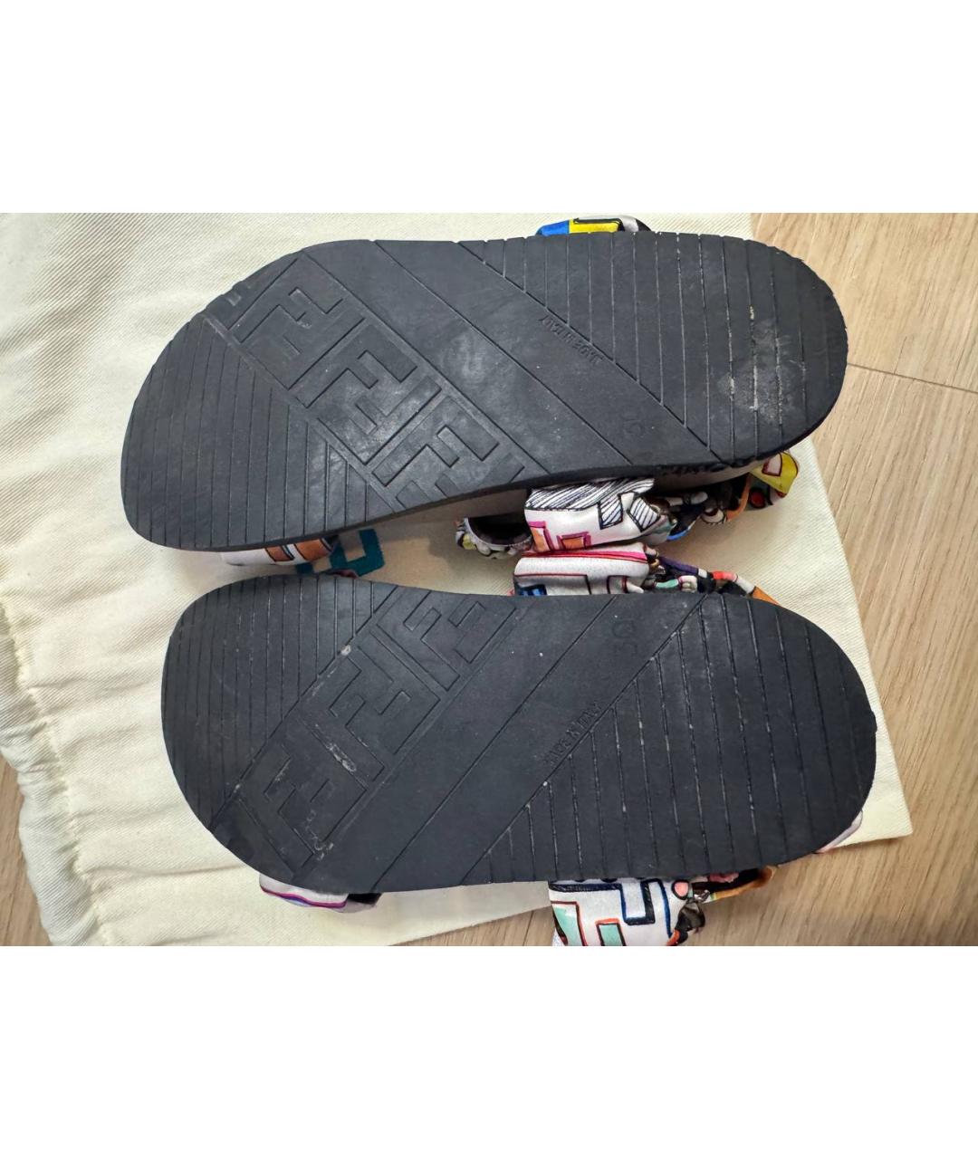 FENDI KIDS Мульти текстильные сандалии и шлепанцы, фото 5