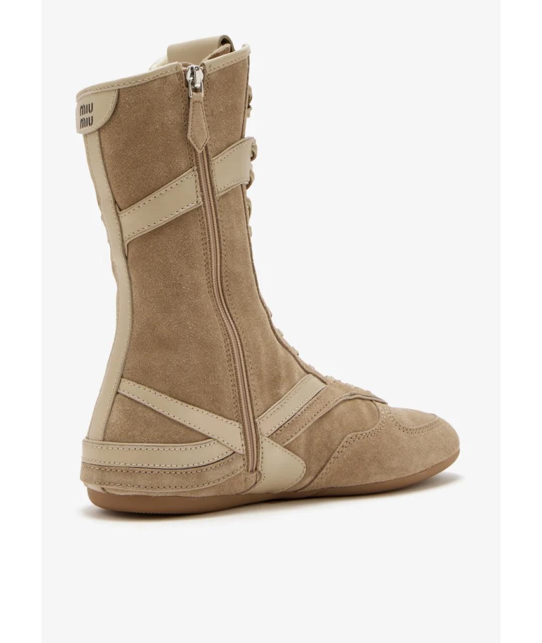 MIU MIU Бежевые замшевые кеды, фото 4