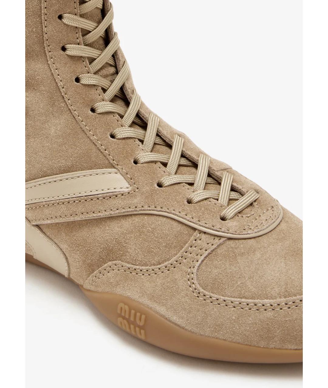 MIU MIU Бежевые замшевые кеды, фото 3