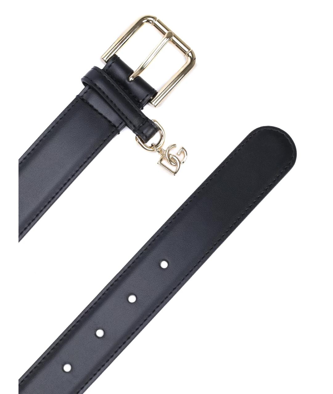 DOLCE&GABBANA Черный кожаный ремень, фото 3