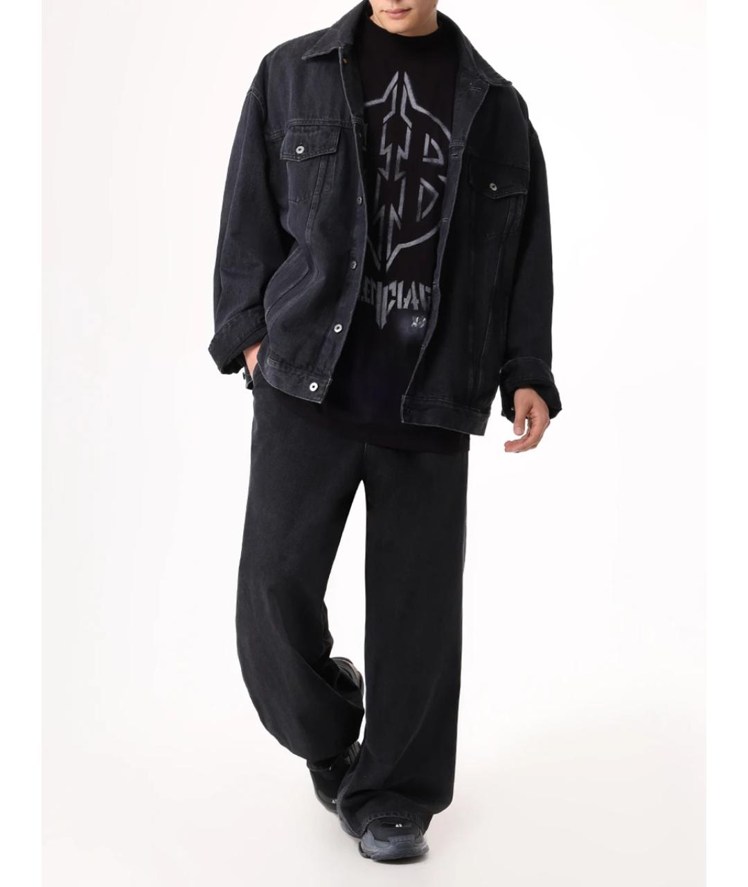 BALENCIAGA Черная хлопковая футболка, фото 2