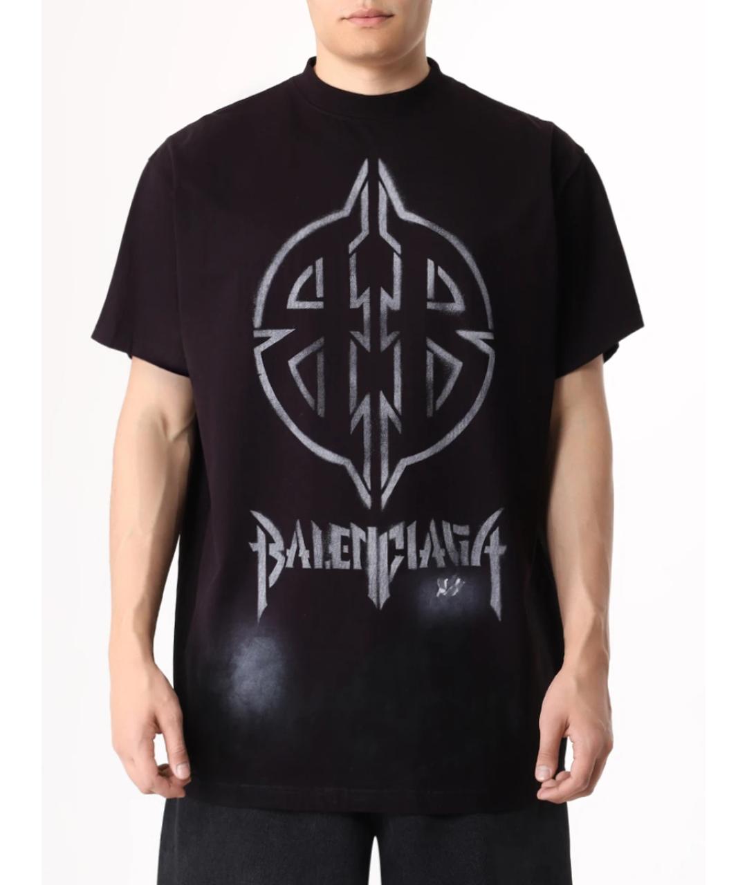 BALENCIAGA Черная хлопковая футболка, фото 4
