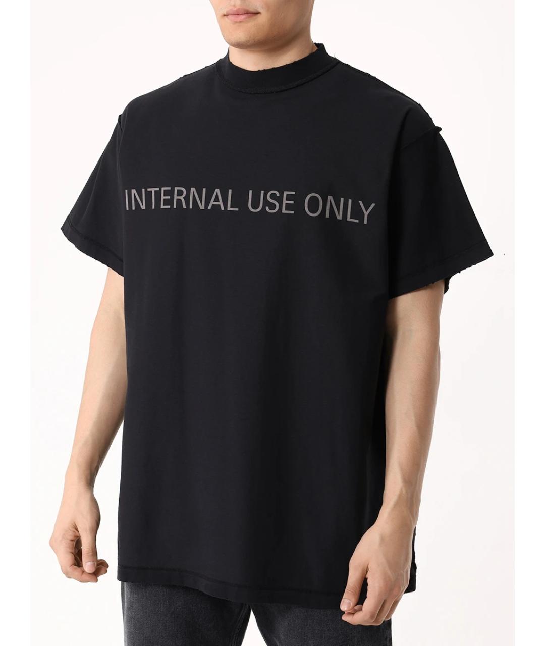 BALENCIAGA Черная хлопковая футболка, фото 4