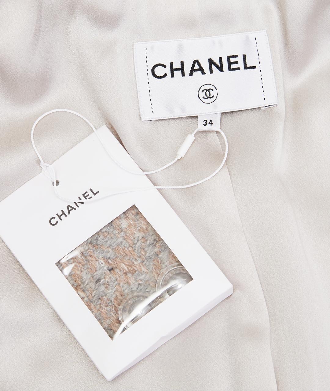 CHANEL Бежевое твидовое пальто, фото 4