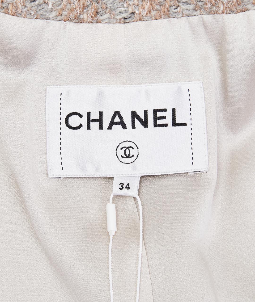 CHANEL Бежевое твидовое пальто, фото 5
