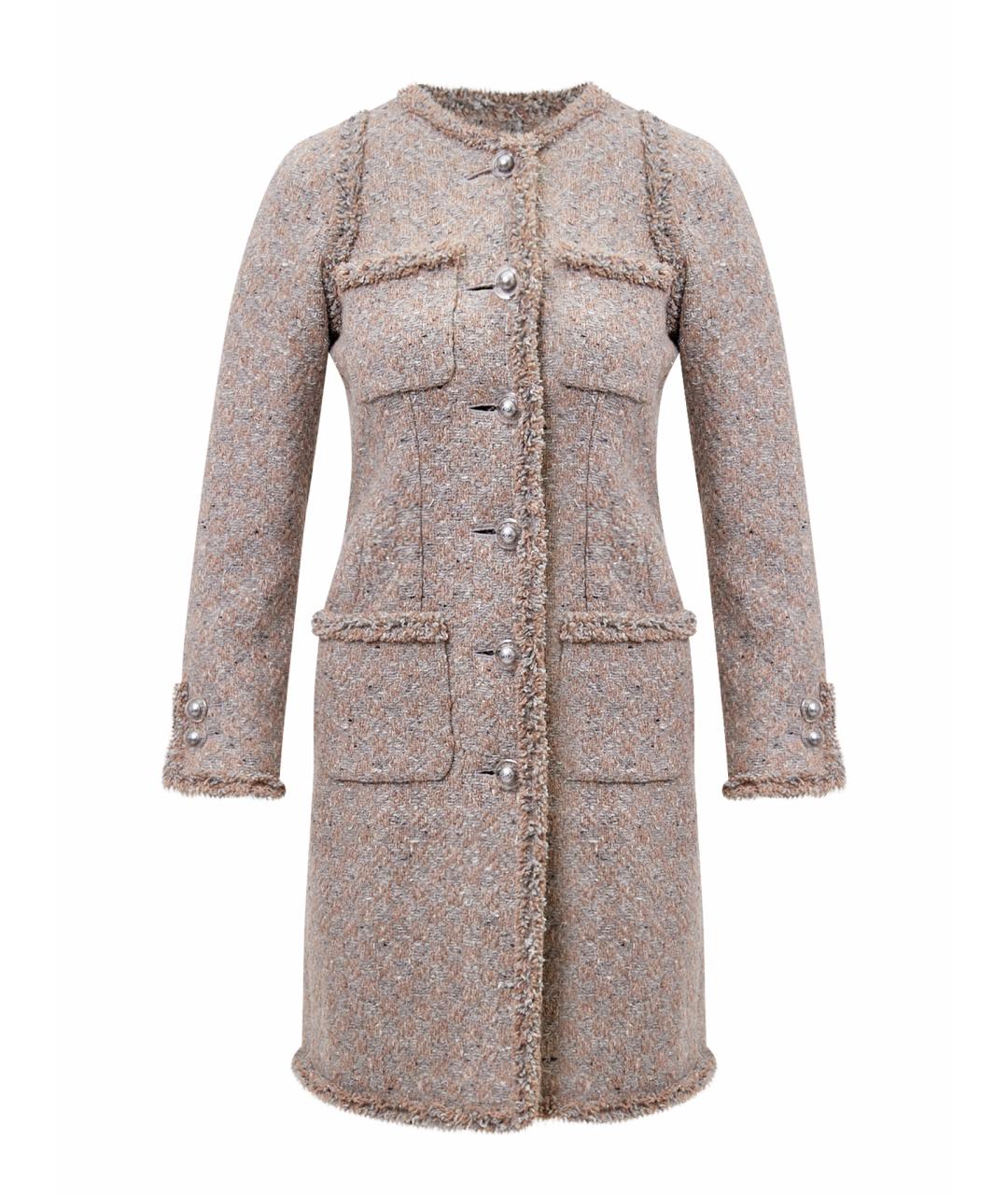 CHANEL Бежевое твидовое пальто, фото 1