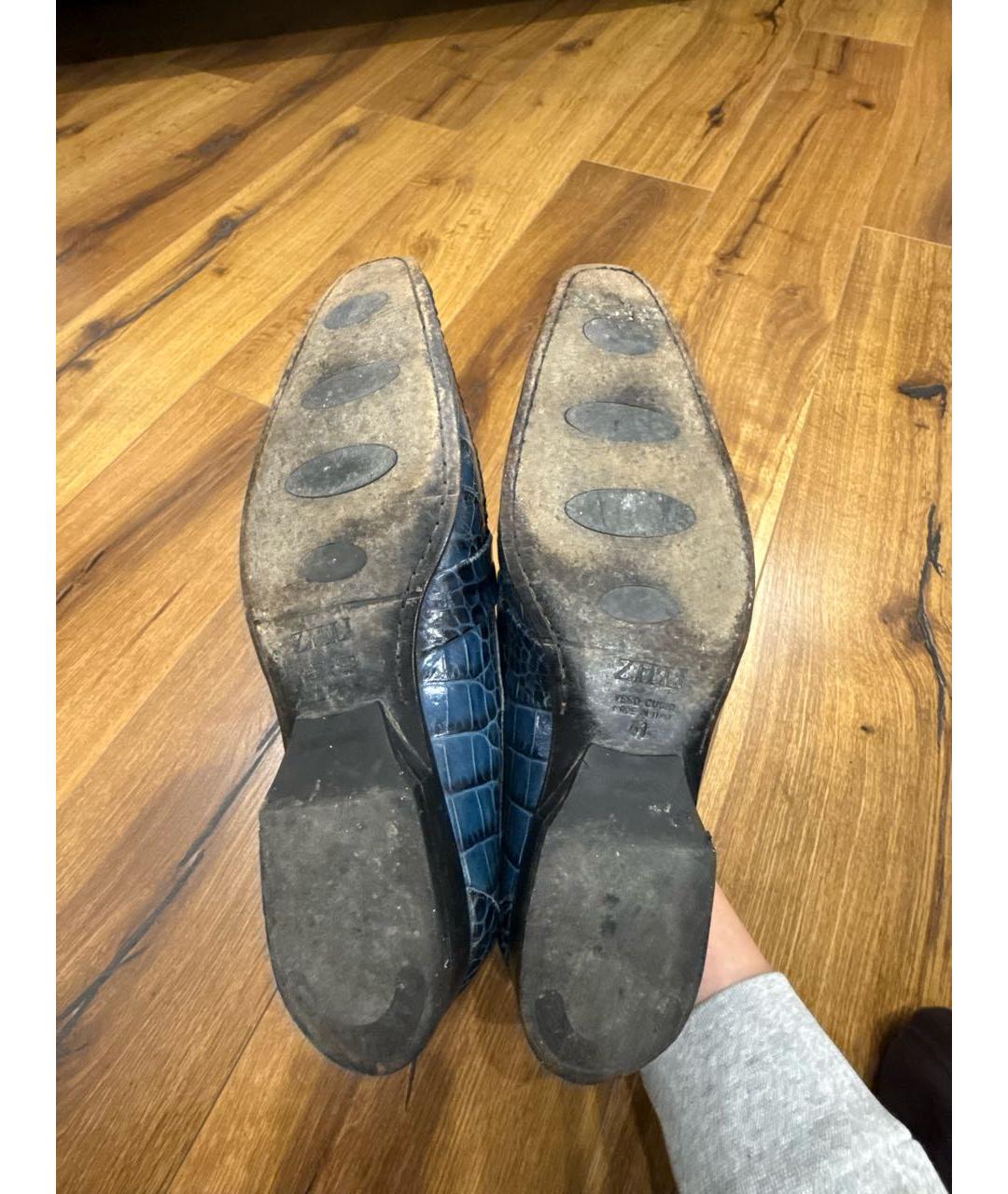 ZILLI Синие кожаные туфли, фото 6