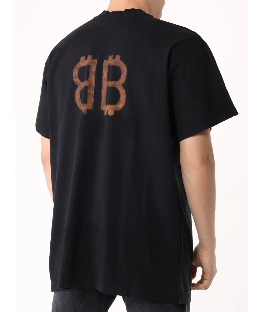 BALENCIAGA Черная хлопковая футболка, фото 3