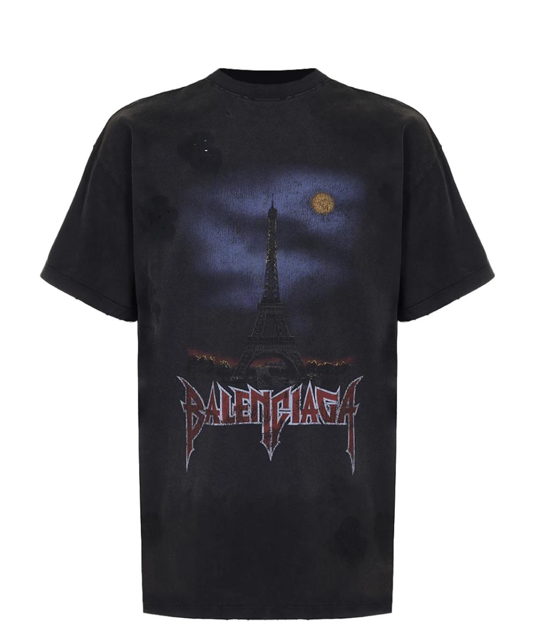 BALENCIAGA Черная хлопковая футболка, фото 1
