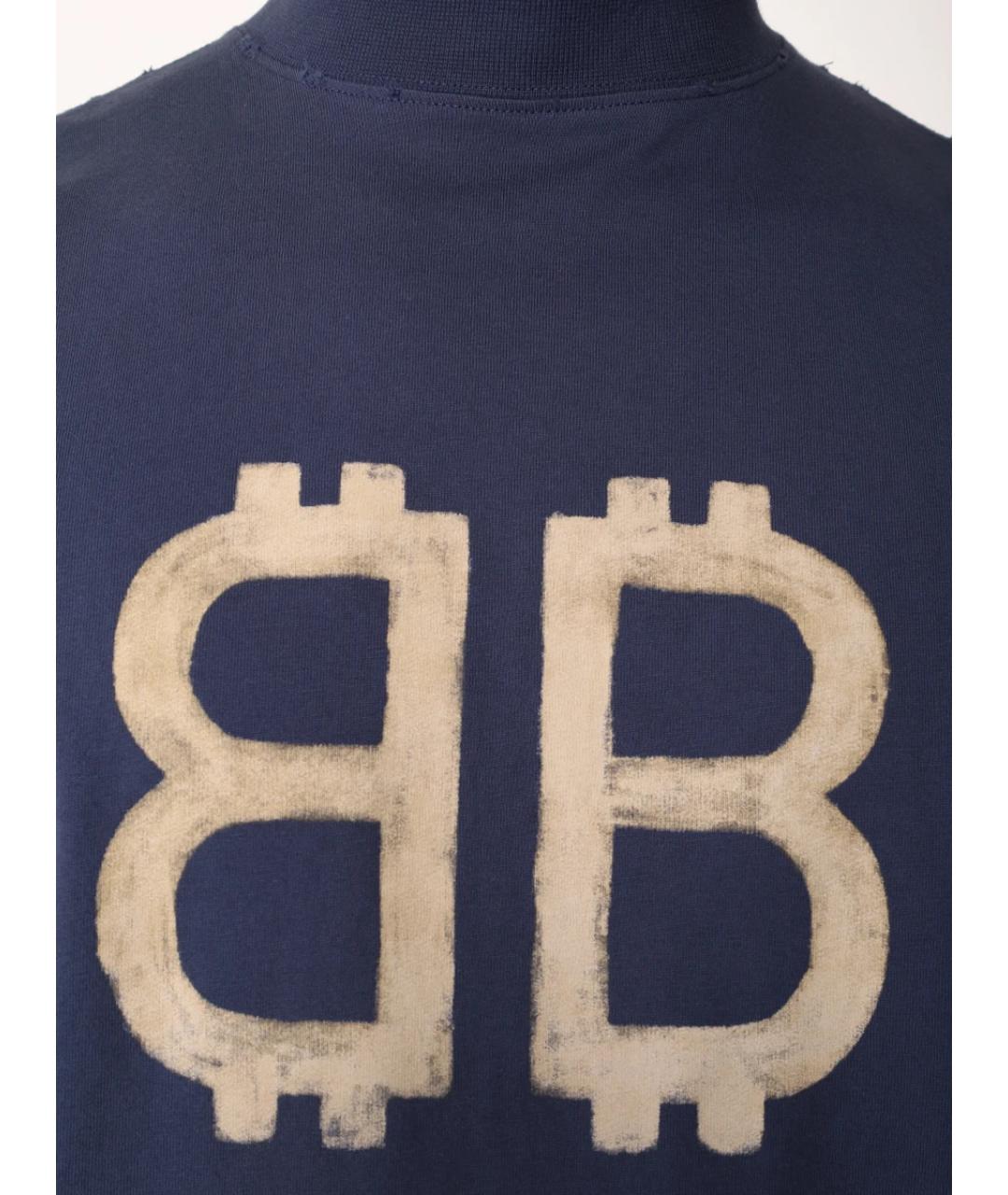 BALENCIAGA Синяя хлопковая футболка, фото 4