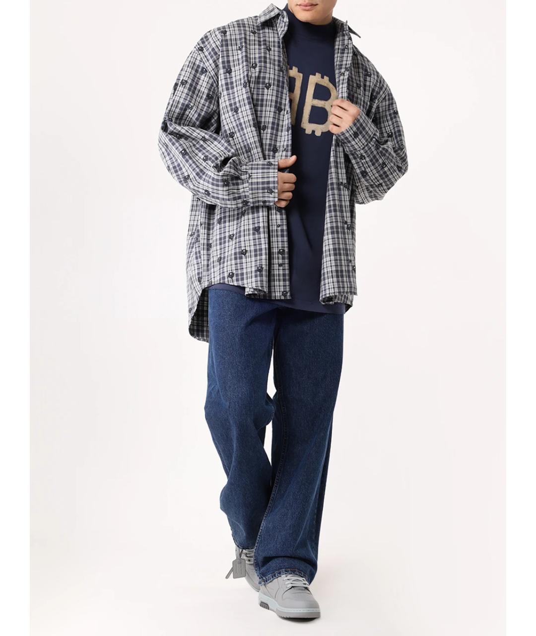 BALENCIAGA Синяя хлопковая футболка, фото 2