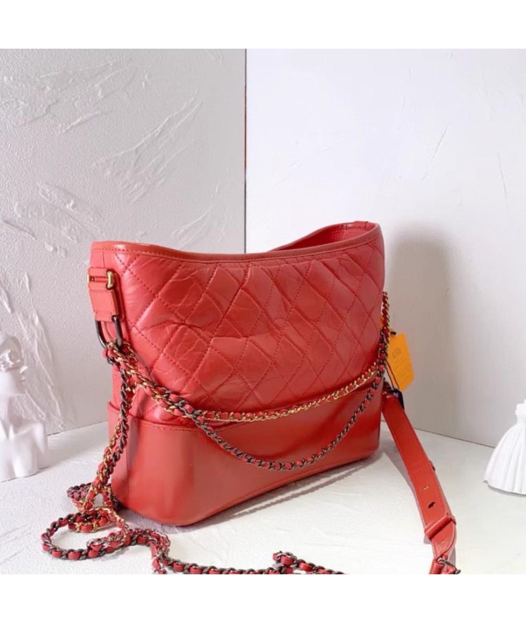 CHANEL Красная кожаная сумка через плечо, фото 4