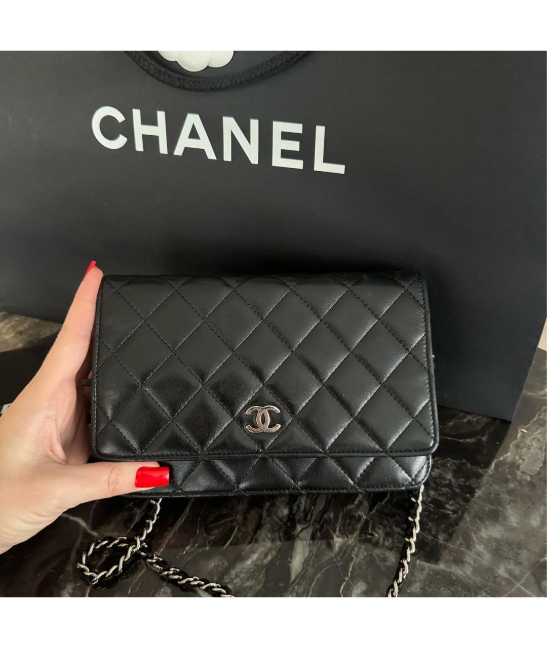 CHANEL Черная кожаная сумка через плечо, фото 6