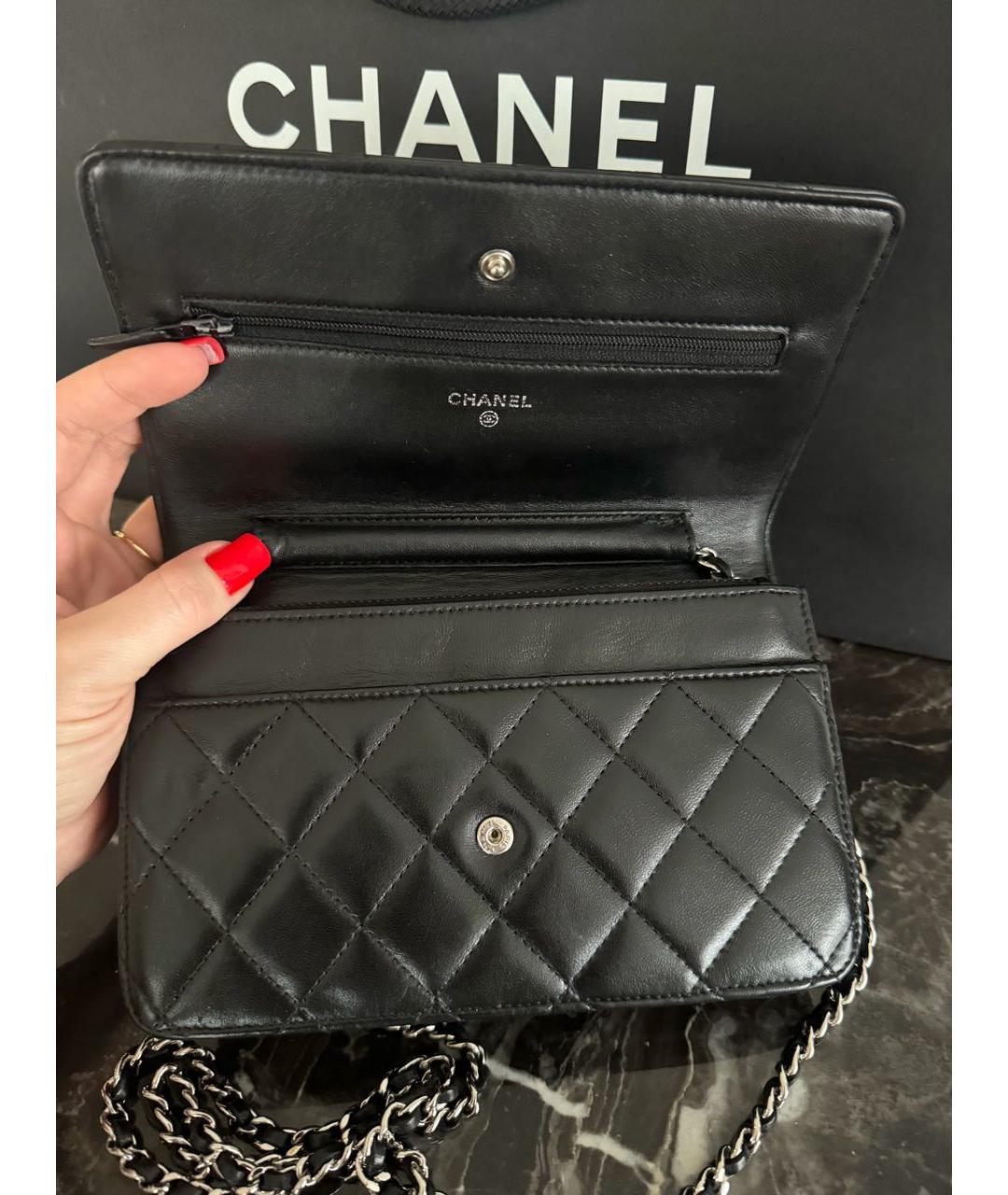 CHANEL Черная кожаная сумка через плечо, фото 7
