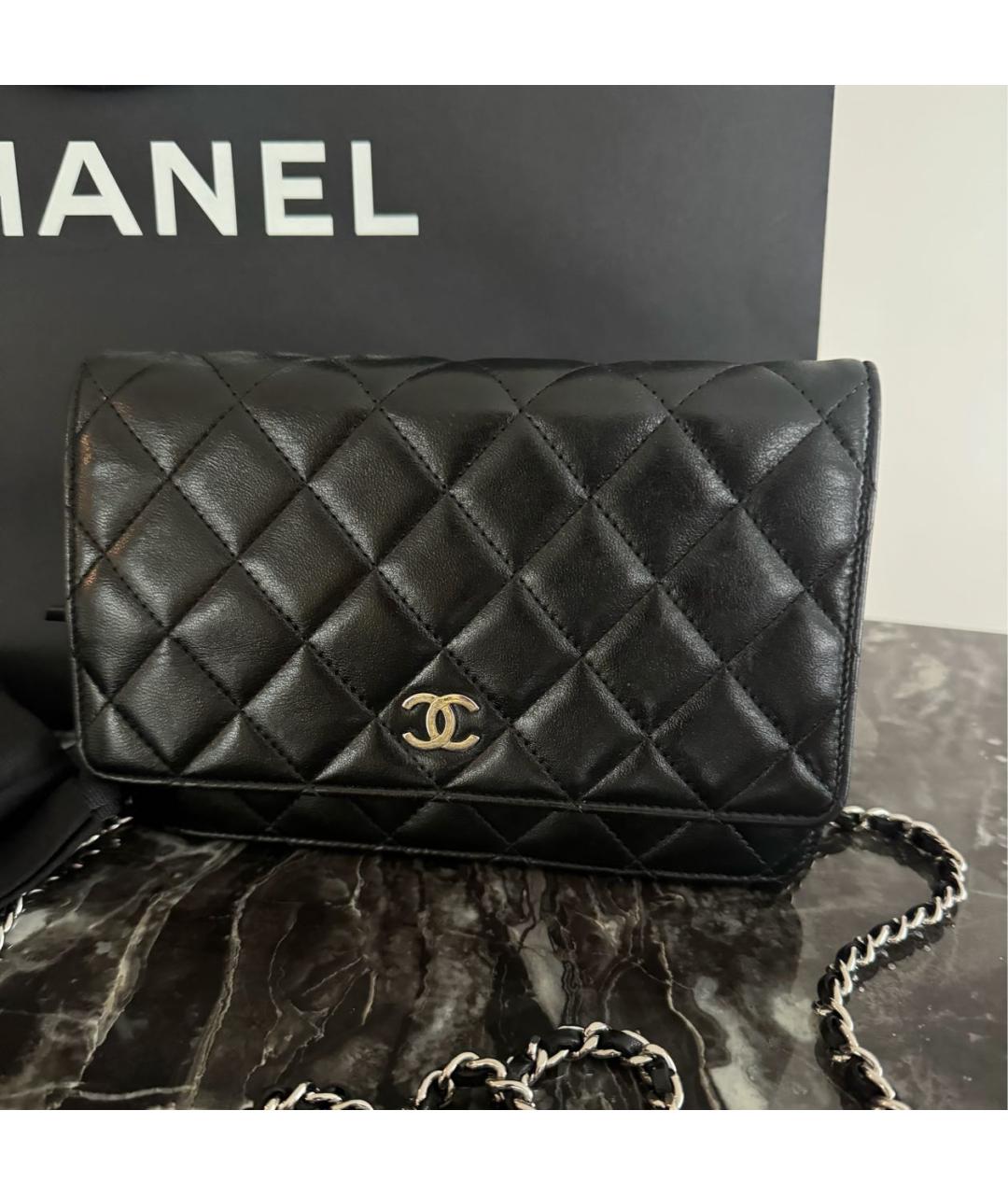 CHANEL Черная кожаная сумка через плечо, фото 4