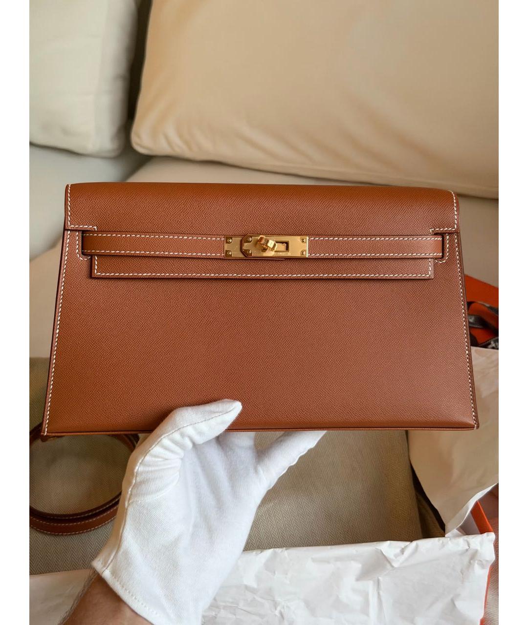 HERMES Коричневая кожаная сумка через плечо, фото 5