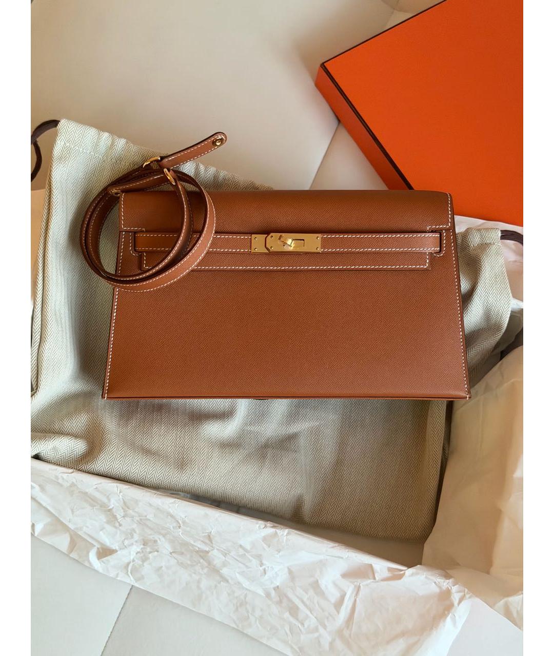 HERMES Коричневая кожаная сумка через плечо, фото 3