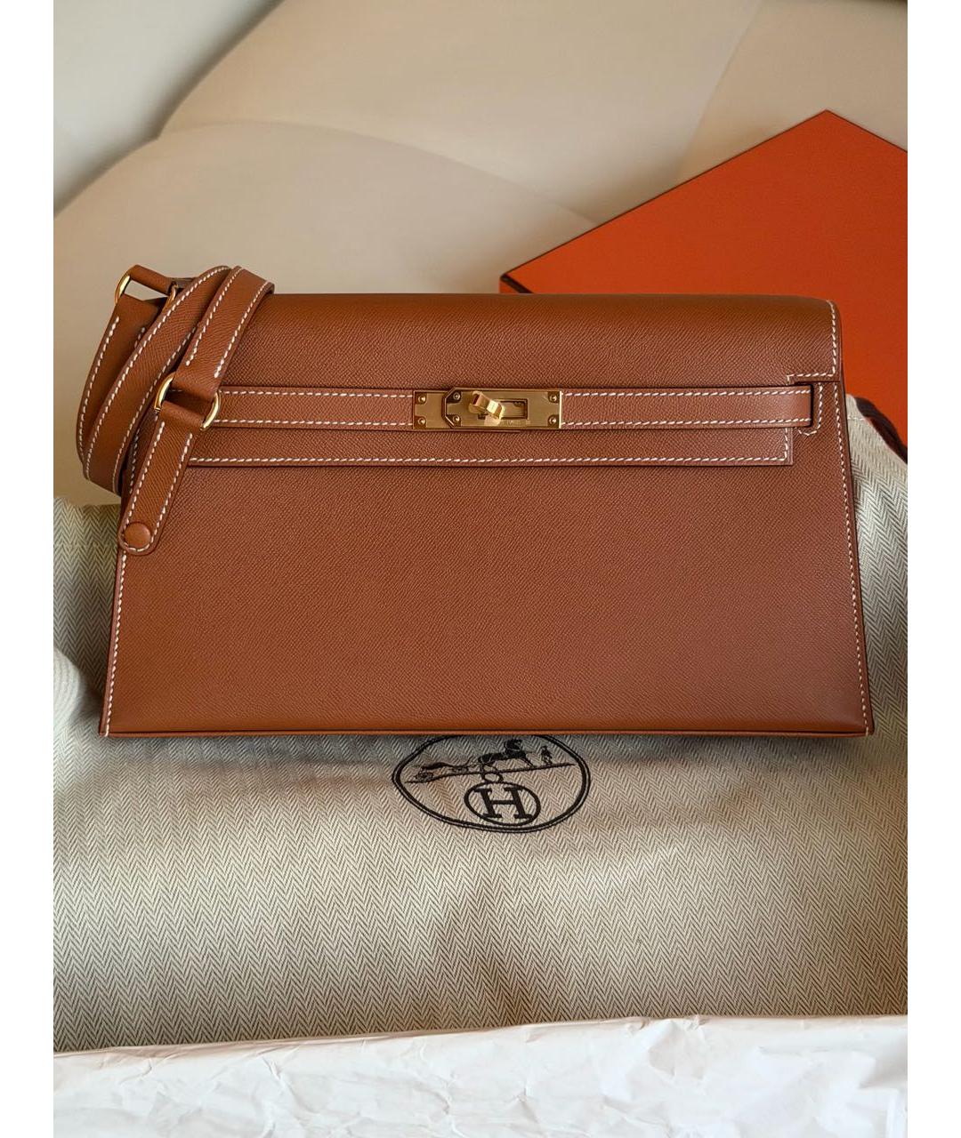 HERMES Коричневая кожаная сумка через плечо, фото 6