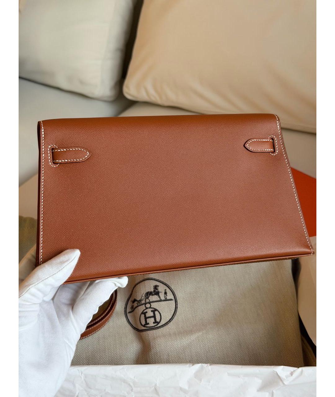 HERMES Коричневая кожаная сумка через плечо, фото 4