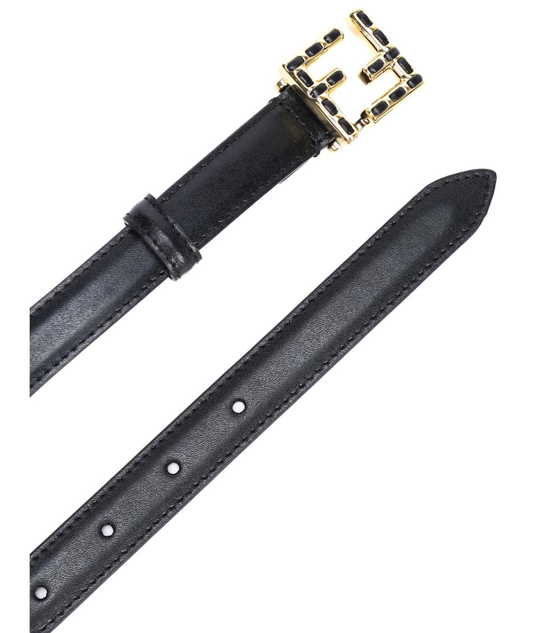 FENDI Черный кожаный ремень, фото 2