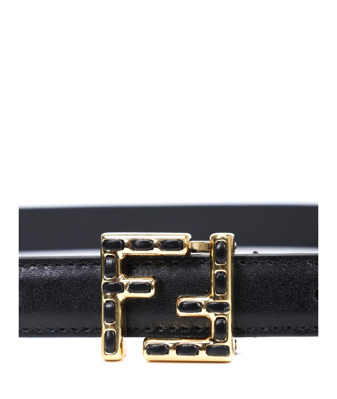 FENDI Черный кожаный ремень, фото 3