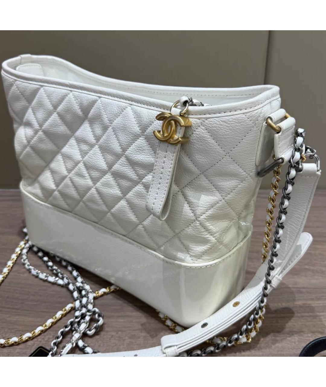 CHANEL Белая кожаная сумка через плечо, фото 2