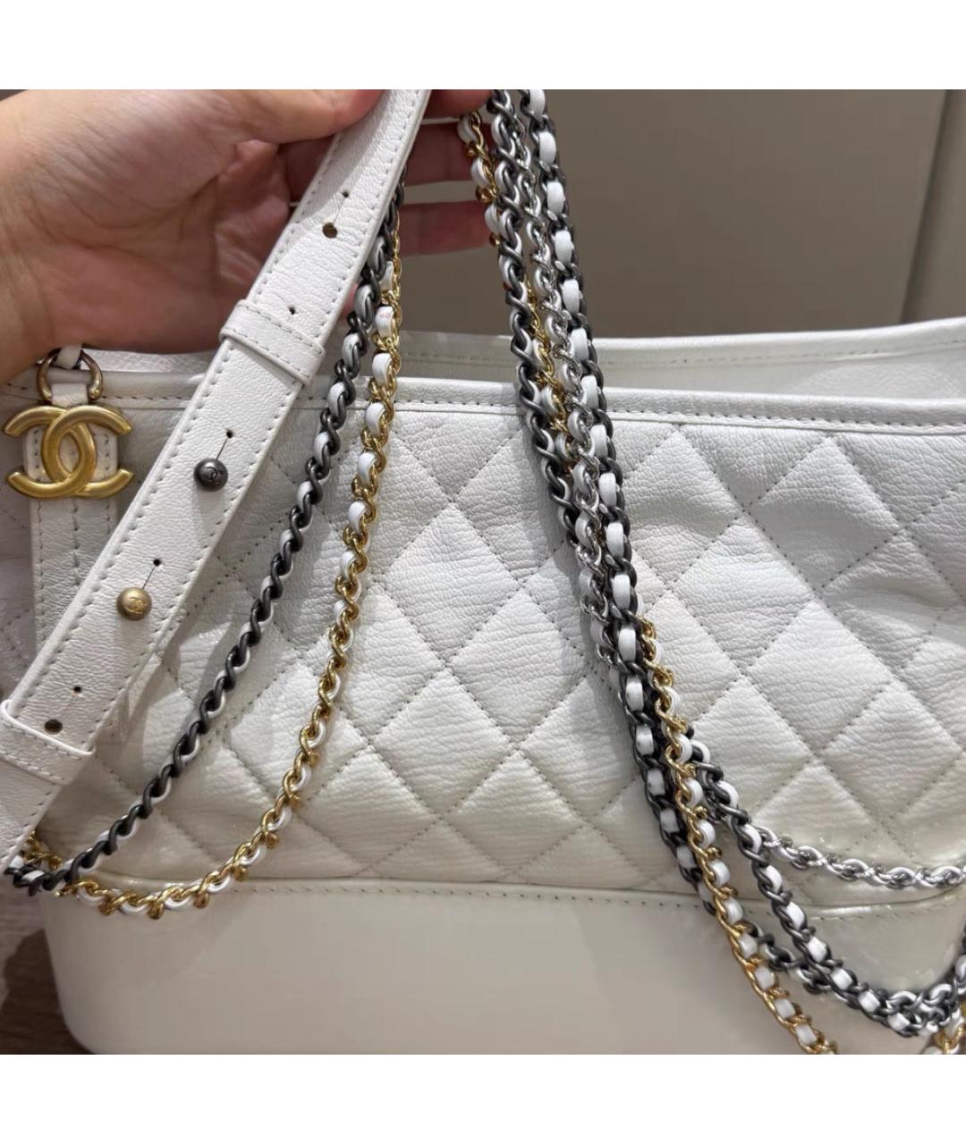 CHANEL Белая кожаная сумка через плечо, фото 3