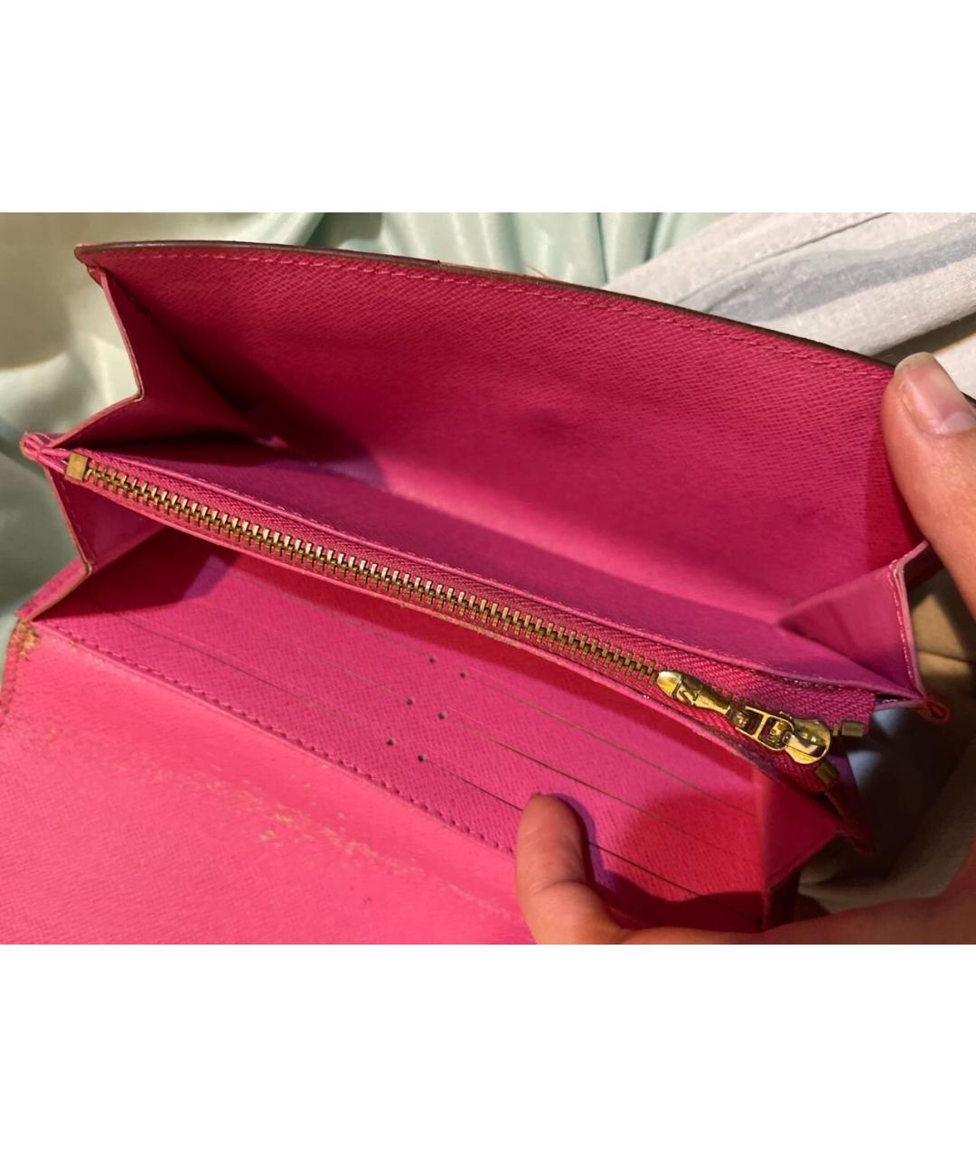 LOUIS VUITTON Бежевый кожаный кошелек, фото 4