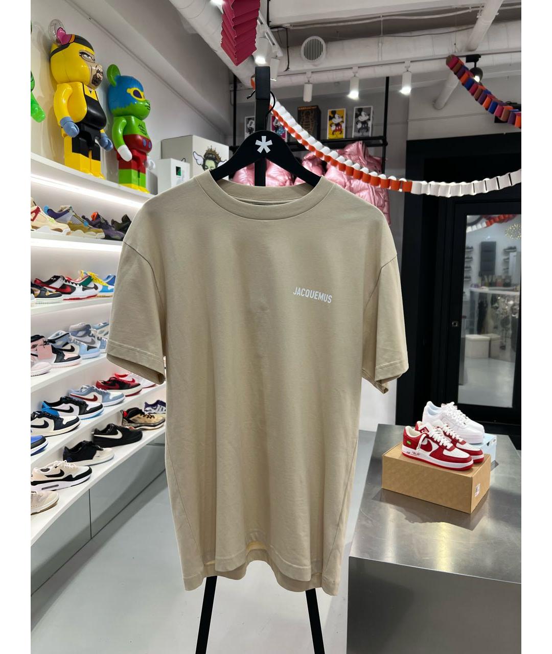 JACQUEMUS Бежевая хлопковая футболка, фото 5