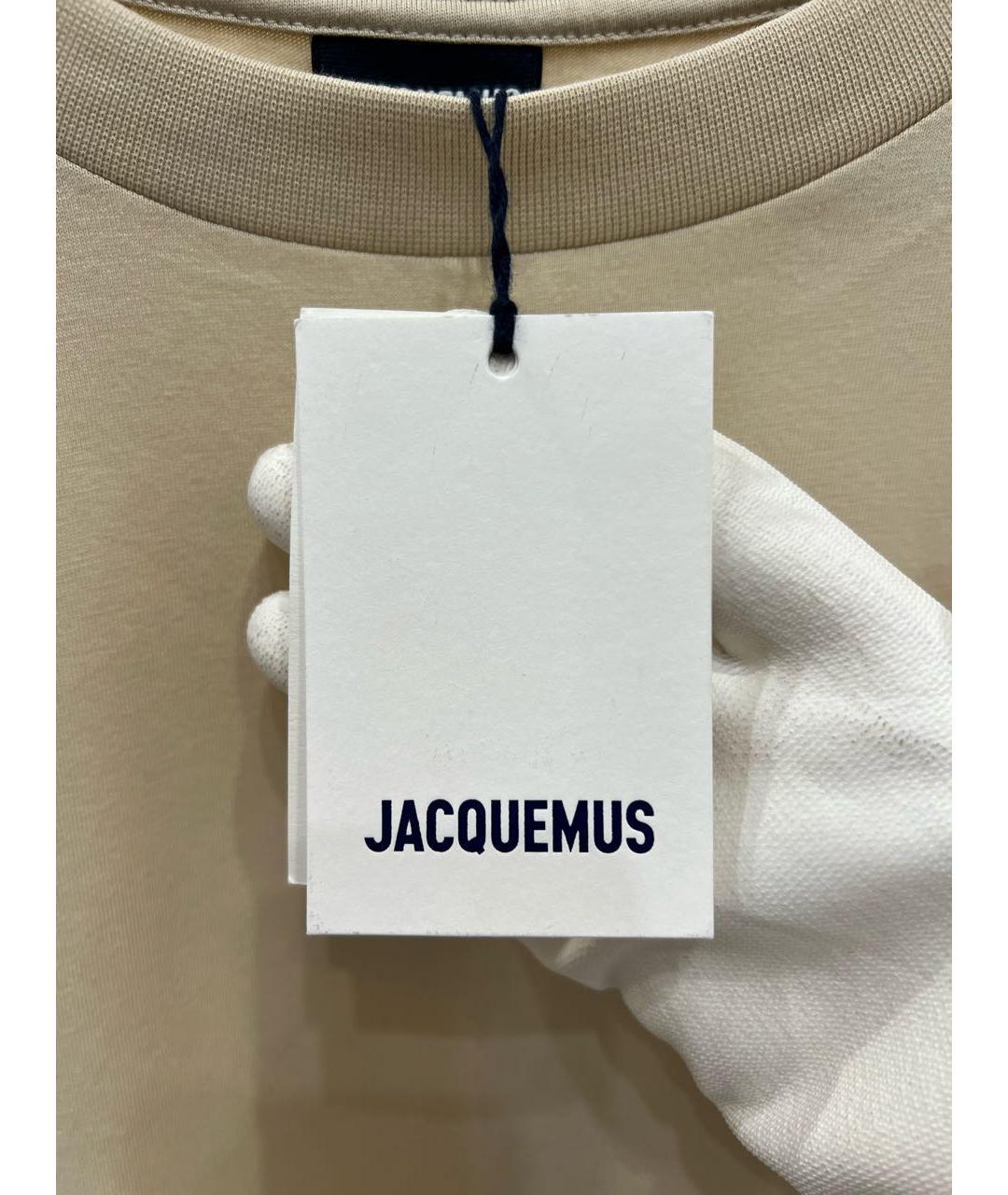 JACQUEMUS Бежевая хлопковая футболка, фото 3
