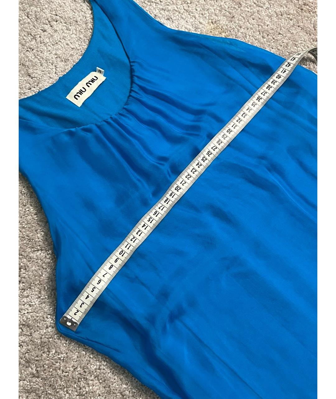 MIU MIU Синее шифоновое повседневное платье, фото 6