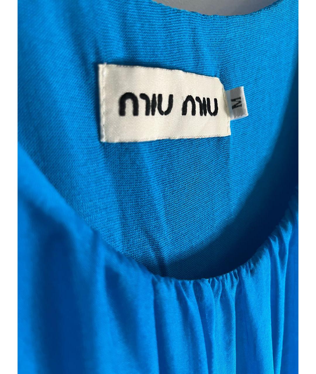 MIU MIU Синее шифоновое повседневное платье, фото 3