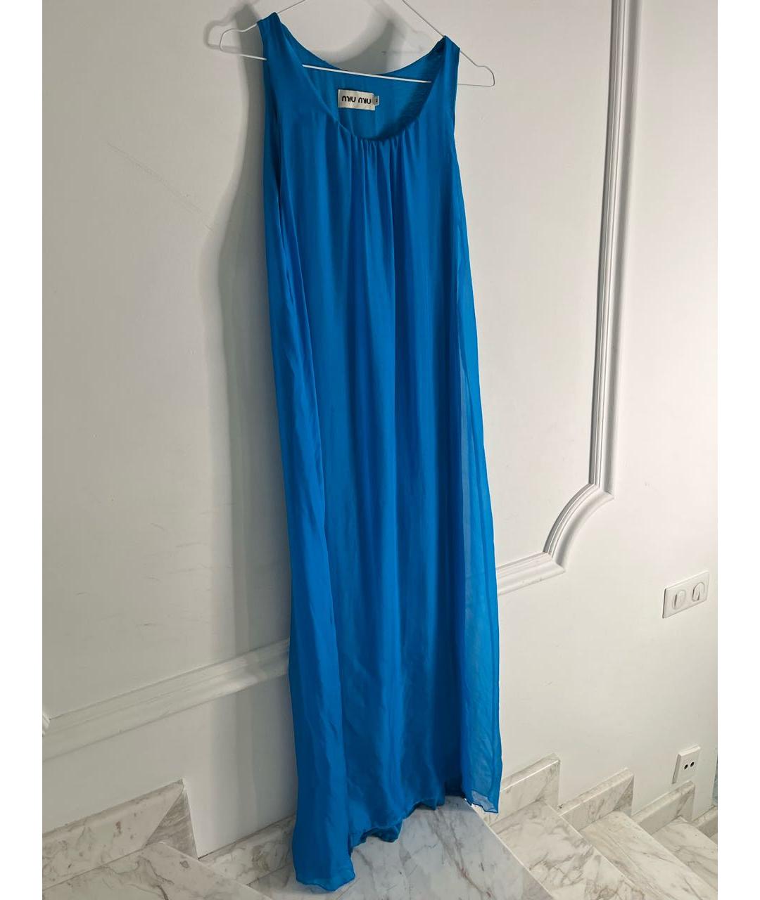 MIU MIU Синее шифоновое повседневное платье, фото 8