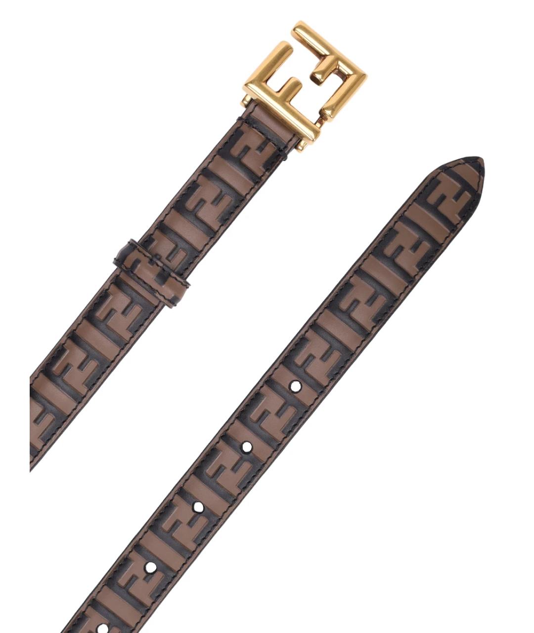 FENDI Коричневый кожаный ремень, фото 2