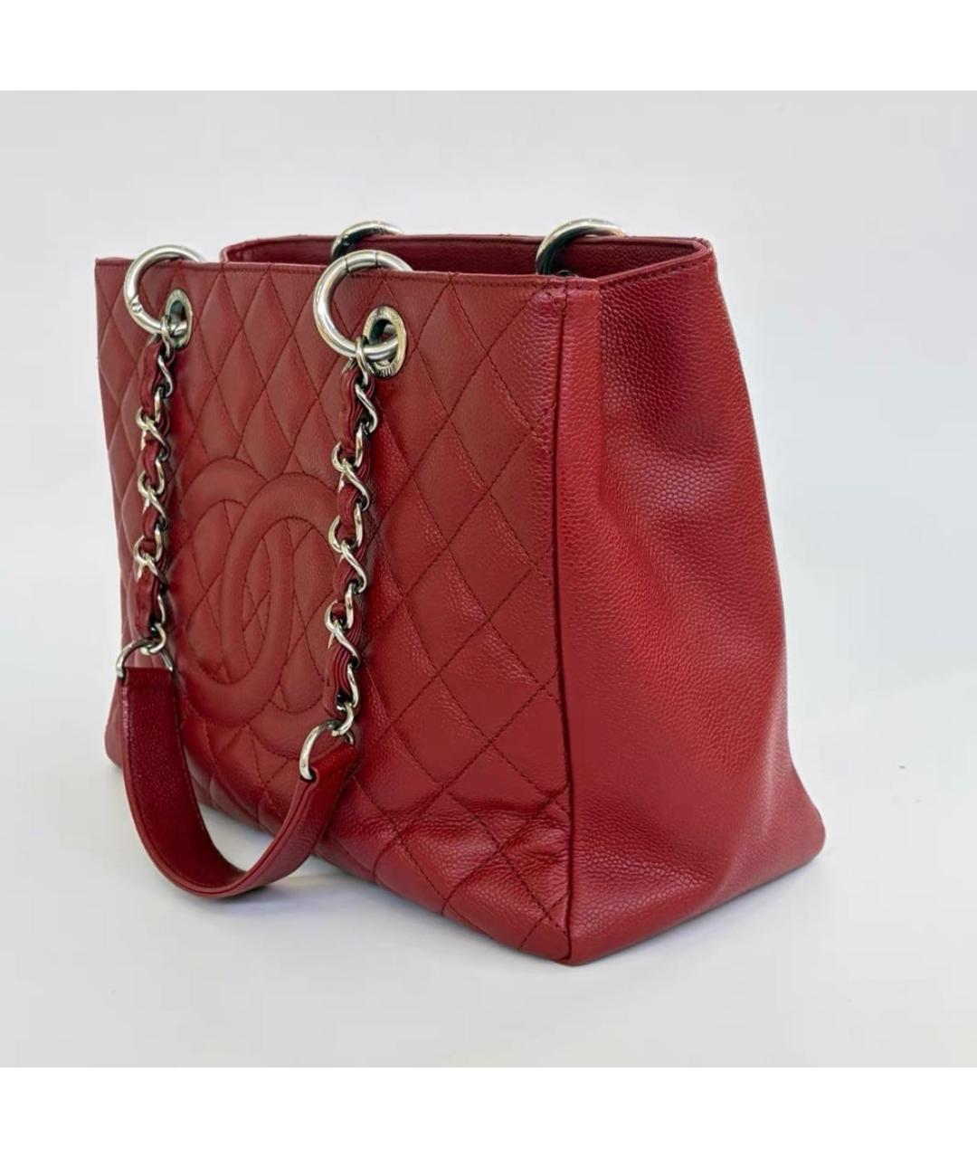 CHANEL Красная кожаная сумка тоут, фото 3