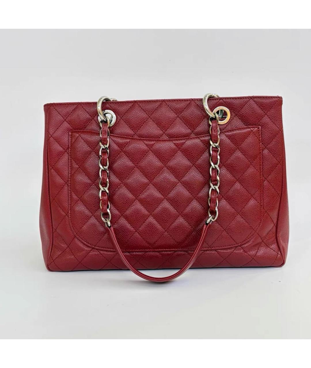 CHANEL Красная кожаная сумка тоут, фото 4