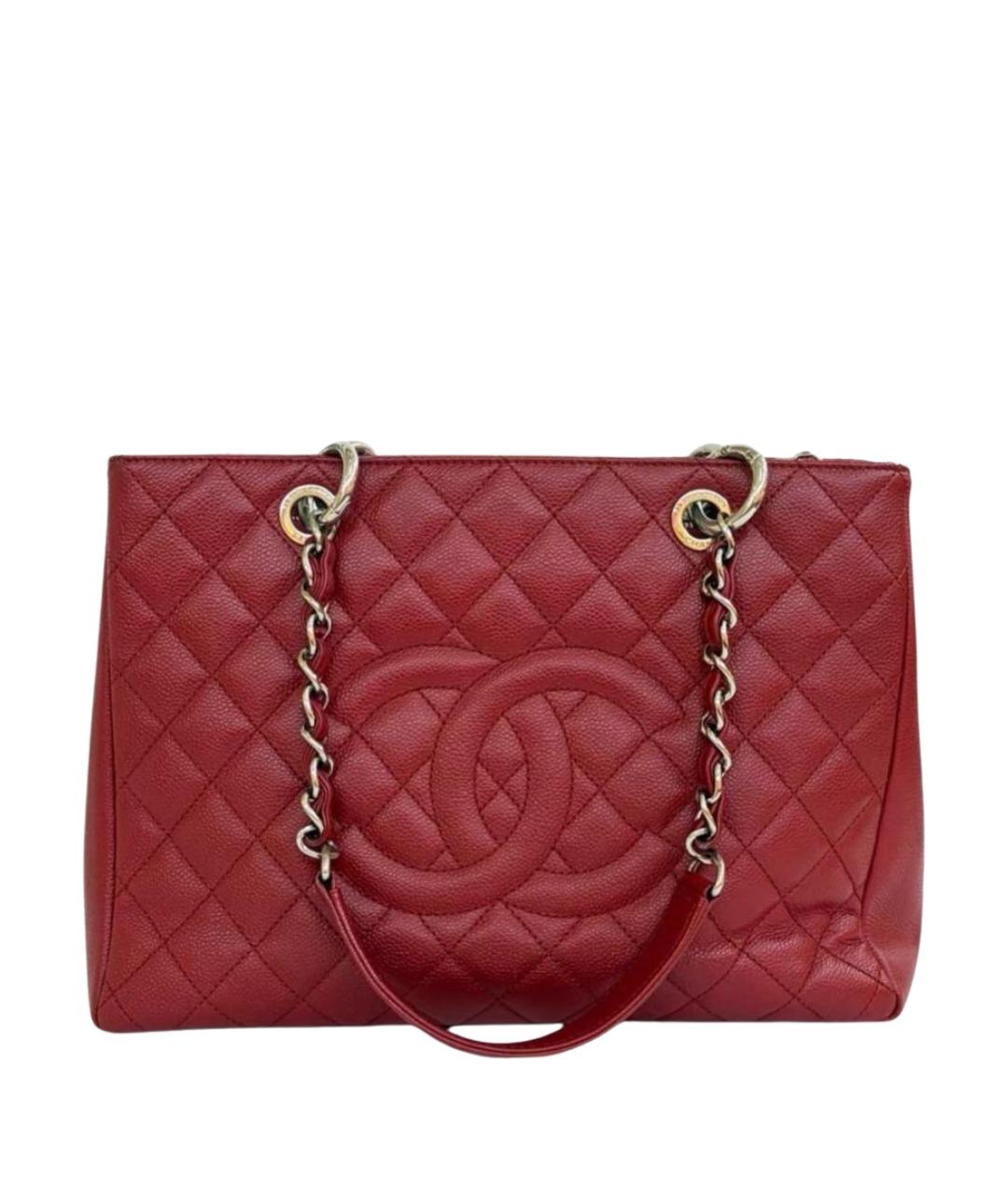 CHANEL Красная кожаная сумка тоут, фото 1