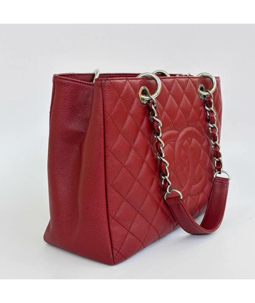 CHANEL Красная кожаная сумка тоут, фото 2