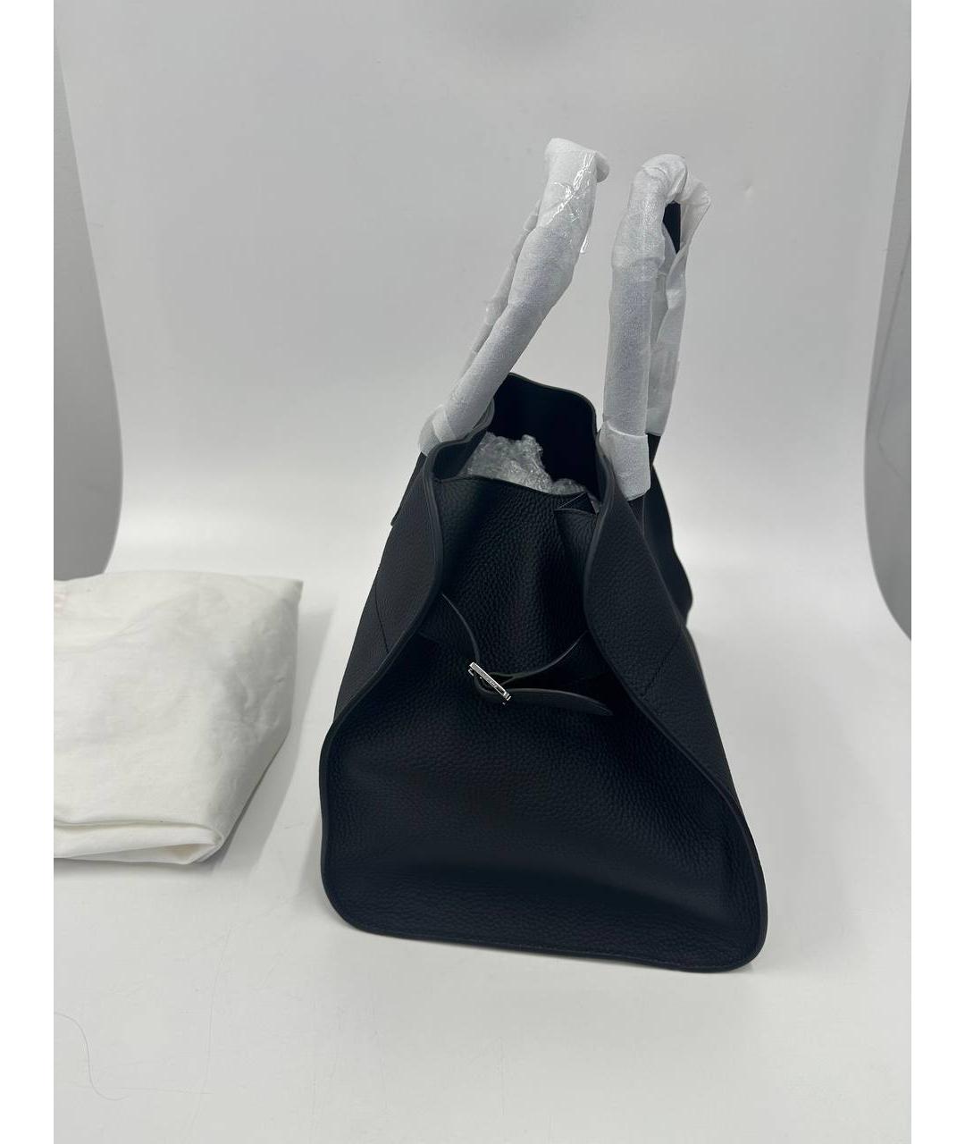 THE ROW Черная кожаная сумка с короткими ручками, фото 3